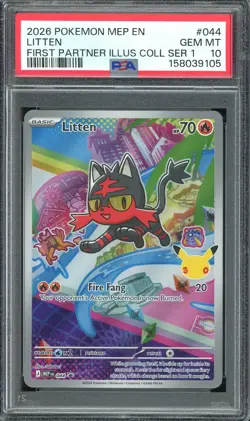 PSA 10 GEM MINT - Litten #044 Pokemon Mega Evolution First Partner Promo Ser. 1 - Image 1