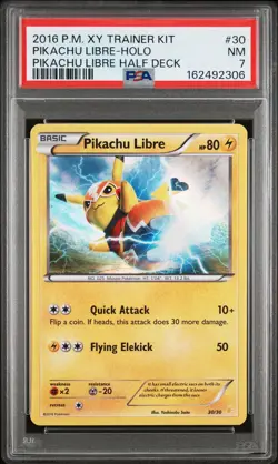 2016 POKEMON XY TRAINER KIT PIKACHU LIBRE Half Deck #30 HOLO PSA 7 - Image 1
