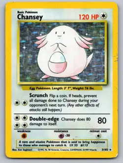 Chansey 3/102 Holo Rare Base Set Unlimited Pokemon Damaged - Image 1