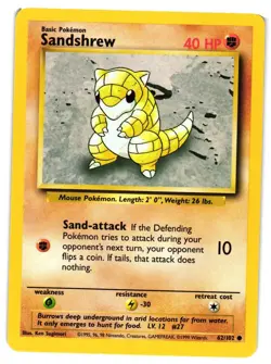 Pokemon TCG Sandshrew 62/102 Common Base Set Unlimited NM - Image 1