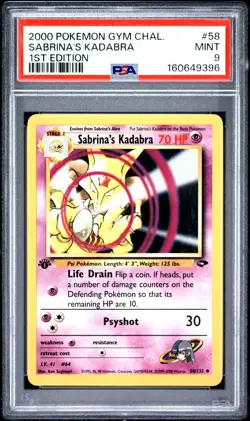 2000 Pokemon Gym Challenge 58 Sabrina's Kadabra 1st Edition PSA 9 Mint - Image 1