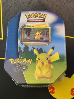 Pokemon Go Pikachu Tin Sealed Pokemon TCG 4 Booster Packs - Image 1