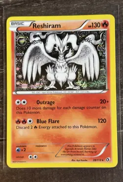 Reshiram 28/113 Holo Rare Pokemon Legendary Treasures English LP - Image 1