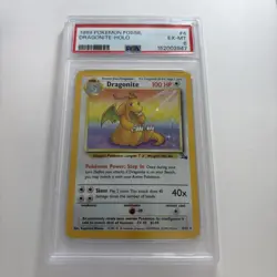 PSA 6 1999 Pokemon TCG Fossil Dragonite Holo Rare 4/62 English - Image 1