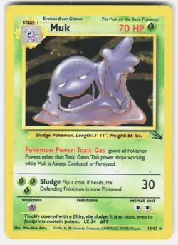 Pokemon tcg Fossil Muk (13) Moderately played - Image 1