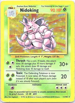 Nidoking 11/102 Holo Rare Base Set Unlimited Pokemon Damaged - Image 1
