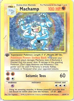 Machamp 8/102 Holo Rare Deck Exclusives Pokemon 1st Edition Holo Damaged - Image 1