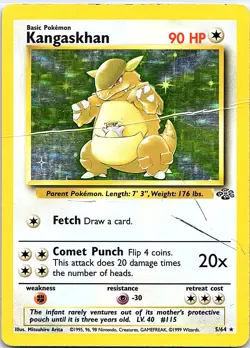 Kangaskhan 5/64 Rare Jungle Pokemon Unlimited Edition Holo Damaged - Image 1