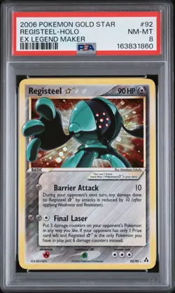 2006 POKEMON EX LEGEND MAKER GOLD STAR #92 REGISTEEL-HOLO PSA 8 - Image 1
