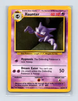 Haunter 29/102 Uncommon Base Set Unlimited Pokemon Lightly Played - Image 1