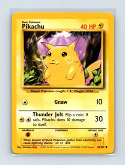 Pikachu 58/102 Common Base Set Unlimited Pokemon Lightly Played - Image 1