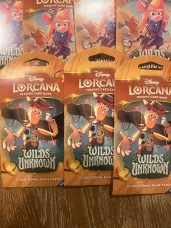 Disney Lorcana TCG Wilds Unknown Sleeved Booster Pack Lot of 10 Sealed - Image 2