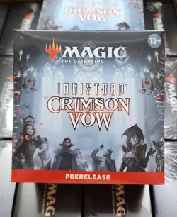 MTG Magic Crimson Vow Prerelease Kit - Sealed = 6 Packs, Stamped Card, Spindown - Image 1