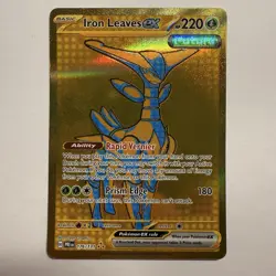 Pokemon TCG Prismatic Evolutions Iron Leaves EX Hyper Rare Gold Holo 176/131 NM - Image 1