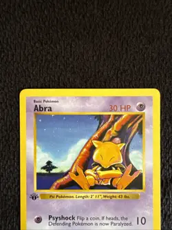 Abra 1st Edition Shadowless Base Set Unlimited Vintage Pokemon Card LP - Image 2