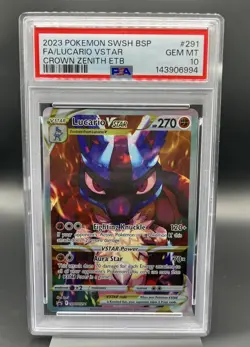 PSA 10 2023 Pokemon TCG Lucario VSTAR SWSH291 Crown Zenith FA Promo Holo - Image 1