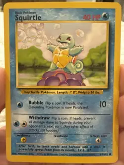 Pokemon Squirtle Card 63/102 Basic Edition Trading Card VTG NM 1999 - Image 1