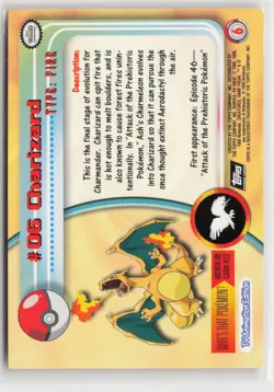 Pokemon TCG Charizard 06 Pokemon Topps Series 1 TV Animation Edition ENG Topps - Image 2
