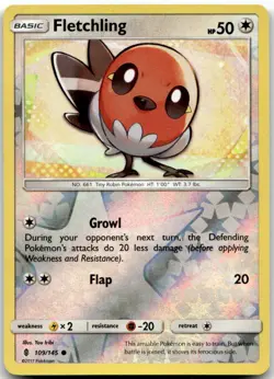 Fletchling 109/145 Reverse Holo Common Guardians Rising Near Mint - Image 1