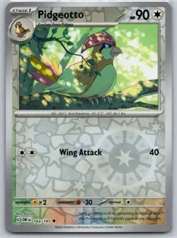 Pidgeotto 163/197 Uncommon Obsidian Flames Pokemon Reverse Holo Near Mint - Image 1