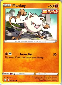 Mankey 066/163 Common Battle Styles Pokemon Near Mint - Image 1