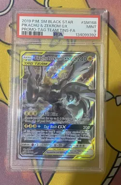 Pokemon Pikachu and Zekrom GX SM168 Black Star Promo Psa 9 - Image 1