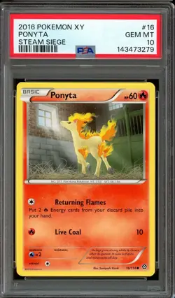 Pokemon TCG XY Steam Siege #16 Ponyta PSA 10 Low Pop - Image 1