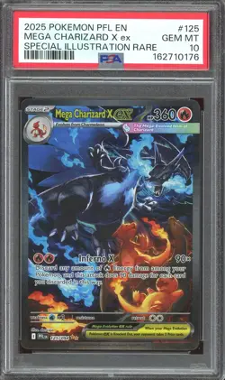 2025 Pokemon TCG Phantasmal Flames #125 Mega Charizard X ex SIR PSA 10 GEM MINT - Image 1