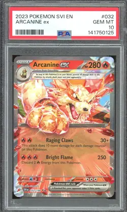 Pokemon TCG Scarlet & Violet Base Set #032 Arcanine ex PSA 10 - Image 1