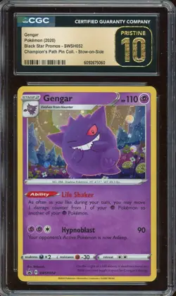 2020 Pokemon TCG Champion's Path Pin #SWSH052 Gengar Promo CGC 10 PRISTINE - Image 1