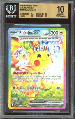 2024 Pokemon TCG SV Surging Sparks #238 Pikachu ex SIR BGS 10 PRISTINE - Image 1