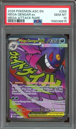 2026 Pokemon TCG Ascended Heroes #269 Mega Gengar ex Attack Rare PSA 10 - Image 1
