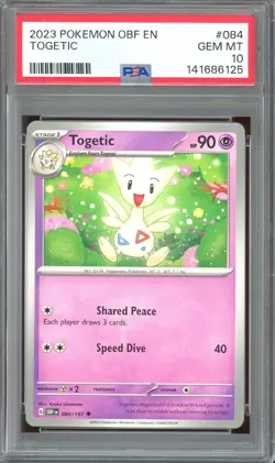 Pokemon TCG Scarlet & Violet Obsidian Flames #084 Togetic PSA 10 Low Pop - Image 1