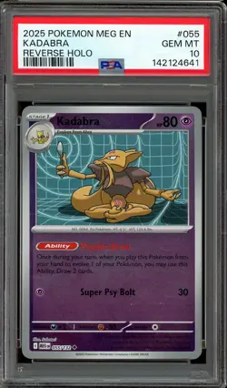 Pokemon TCG Mega Evolution Base Set #055 Kadabra Reverse Holo PSA 10 Low Pop - Image 1
