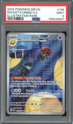 2025 Pokemon TCG SV Destined Rivals #198 Team Rocket's Orbeetle IR PSA 9 MINT - Image 1
