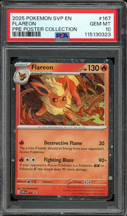 2025 Pokemon Prismatic Evolutions Poster Collection #167 Flareon Cosmos PSA 10 - Image 1
