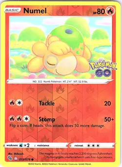 Numel (Peelable Ditto) Reverse Holo Common Pokemon GO 013/078 NM - Image 1