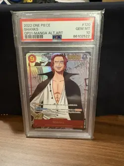 2022 ONE PIECE OP01-ROMANCE DAWN MANGA ALTERNATE ART #120 SHANKS PSA 10 - Image 3