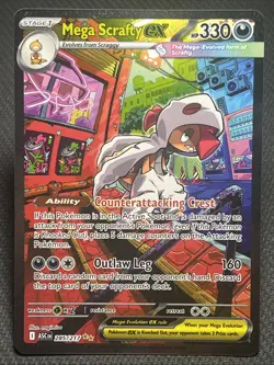 Ascended Heroes Mega Scrafty ex 285/217 Special Illustration Rare Pokemon NM/M - Image 1