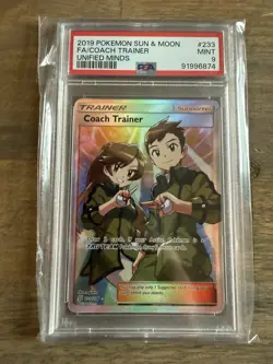 Coach Trainer 233/236 Unified Minds PSA Graded 9 Mint Pokemon Trading Card Game - Image 1