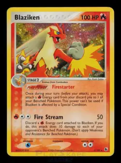 Pokemon Card Blaziken 3/109 Ruby & Sapphire Holo Rare Foil Vintage MP 2003 - Image 1