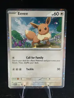 SVP 043 Eevee Pokemon Scarlet & Violet Obsidian Fla Black Star Promo Cosmos Holo - Image 1