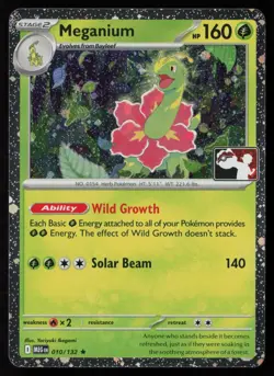Pokemon TCG Meganium 010/132 Prize Pack Series 9 Cosmo Holo Pack Fresh - NM - Image 1