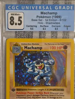 Pokemon TCG Machamp Holo Rare 1st Edition Shadowless 8/102 HP - Image 3