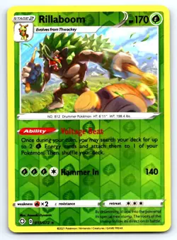 Pokemon Rillaboom Shining Fates SHF RARE REVERSE HOLO 013/072 Dynamic NM - Image 1