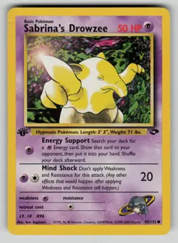 Sabrina's Drowzee 95/132 Gym Challenge 1st Edition Pokemon LP - Image 1