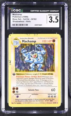 Pokemon TCG Machamp Holo Rare 1st Edition Shadowless 8/102 CGC 3.5 - Image 1