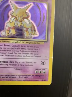 Pokemon TCG Alakazam 1/102 Base Set Holo Rare Unlimited 1999 - Image 3