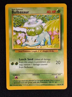 Bulbasaur 44/102 Common Base Set Unlimited Pokemon (LP) - Image 2
