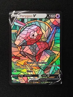 Porygon V 137/S-P Stained Glass Holo Pokemon FAN ART NON-TCG - Image 2